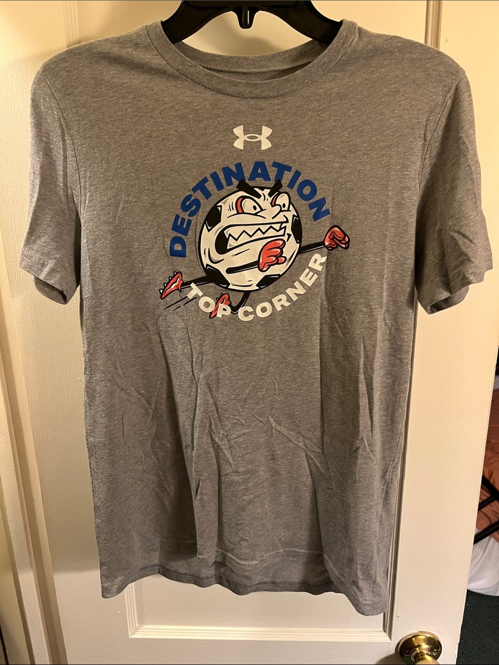 Under Armour Gray Graphic Tee with Blue and Red Accents